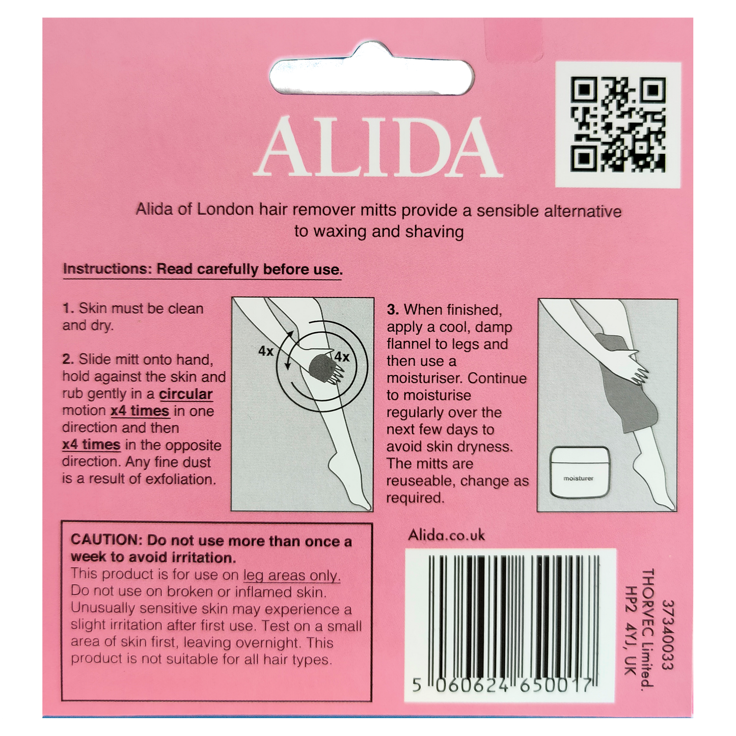 Alida Hair Remover Mitt for smooth hair-free legs from Alida.co.uk. Instructions for bst results