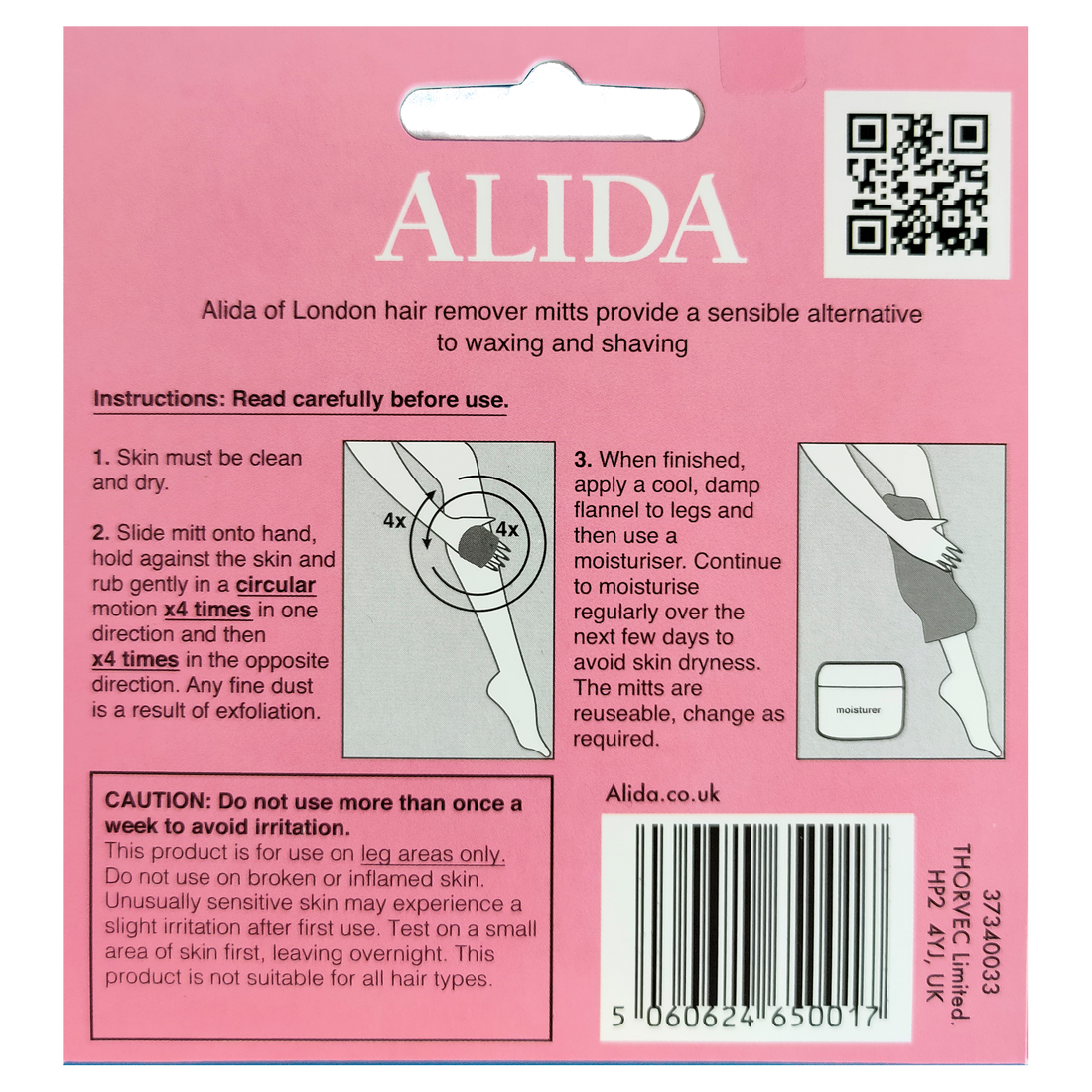 Alida Hair Remover Mitt for Legs - Instructions for use