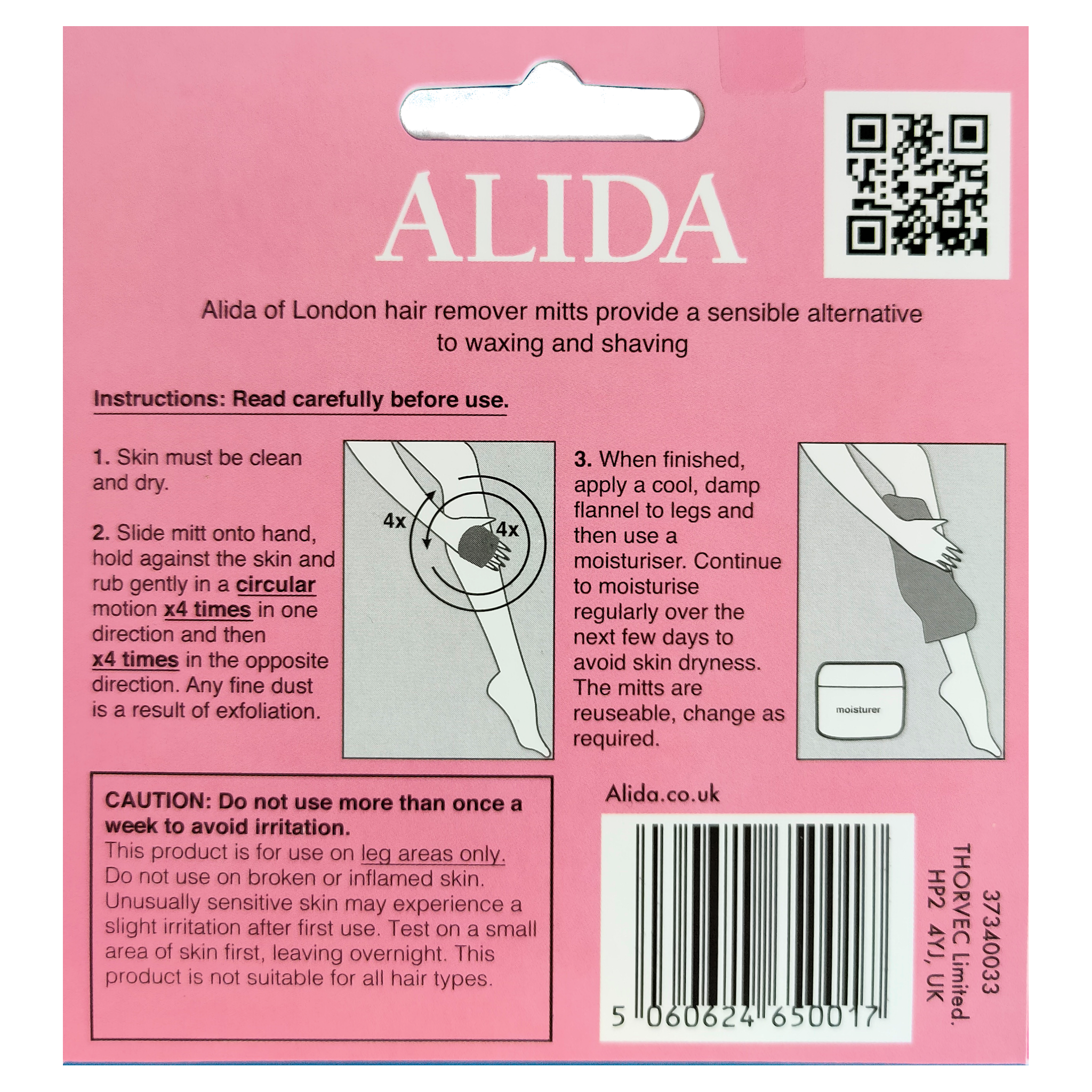 Alida Hair Remover Mitt for Legs - Instructions for use