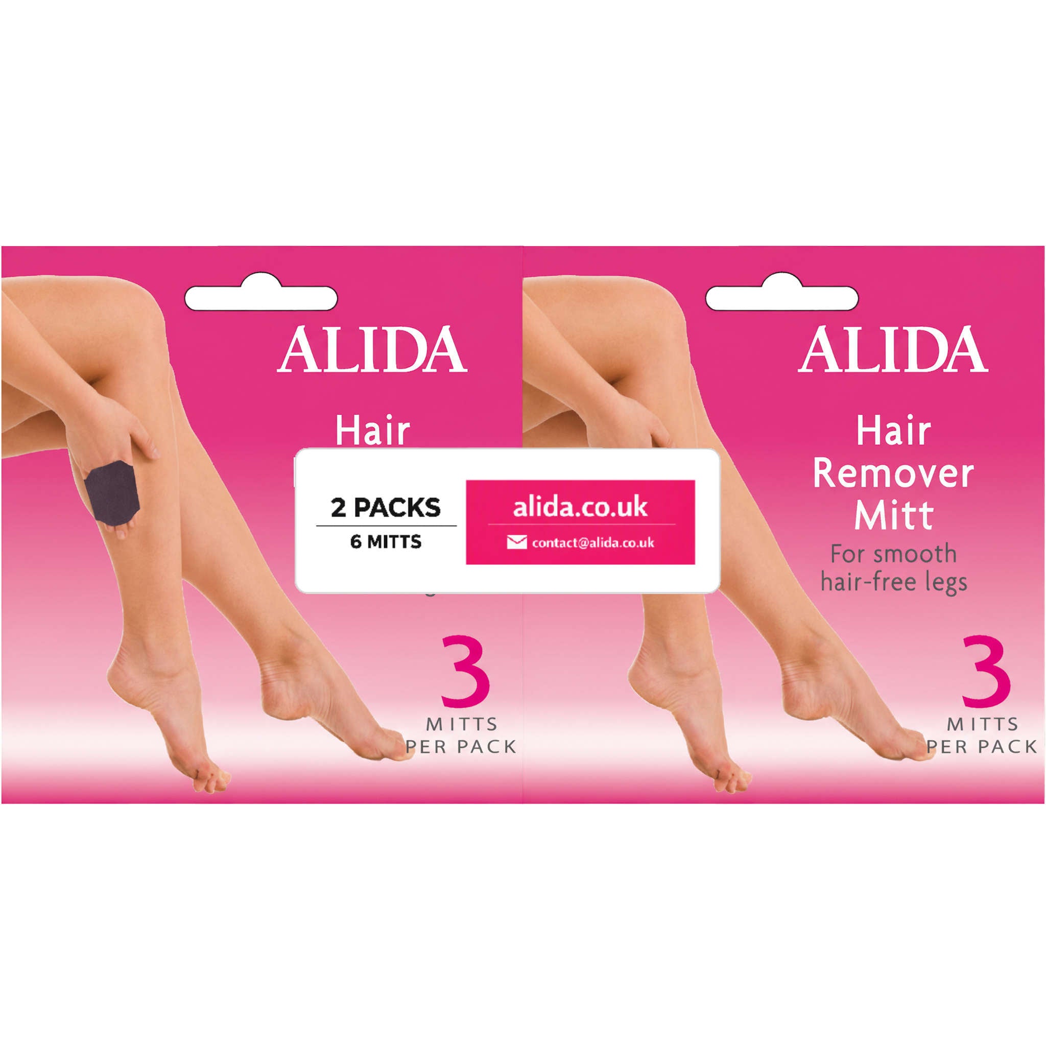 ALIDA Hair Remover Mitt for Legs | 2 Pack (6 Mitts)