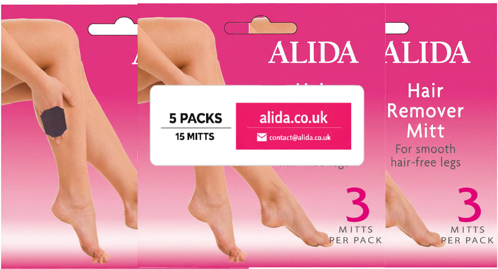 ALIDA Hair Remover Mitt for Legs | 5-Pack (15 Mitts)