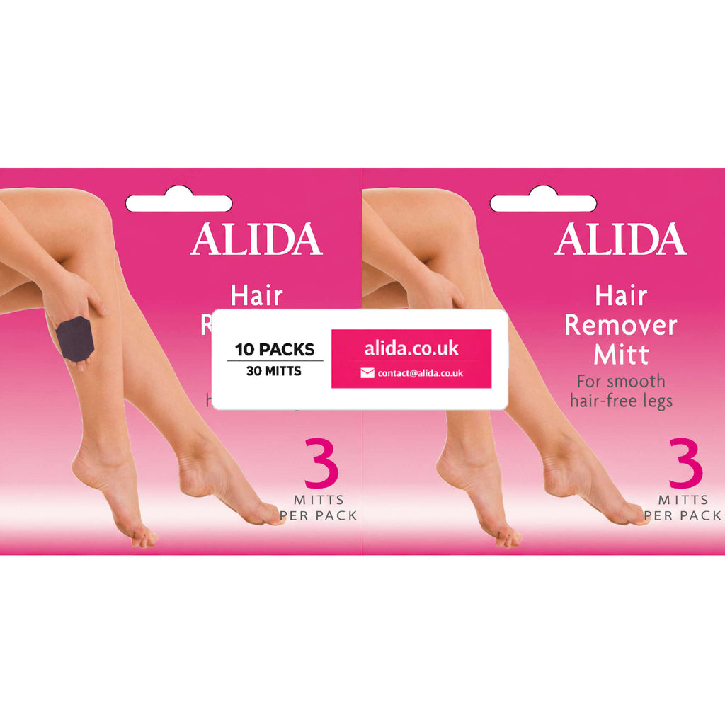 ALIDA Hair Remover Mitt for Legs | 10-Pack (30 Mitts)