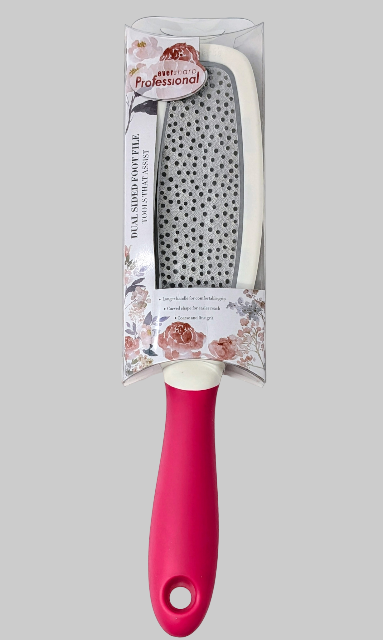 Alida Foot File Pink handle in packaging from alida.co.uk